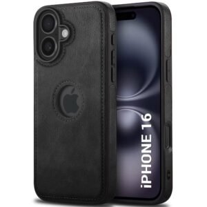 KingsKart Genuine Leather Finish Back Cover for iPhone 16