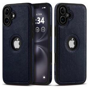 KingsKart Genuine Leather Finish Back Cover for IPhone 16 Plus