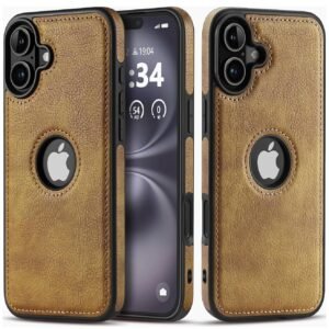 KingsKart Genuine Leather Finish Back Cover for IPhone 16 Plus