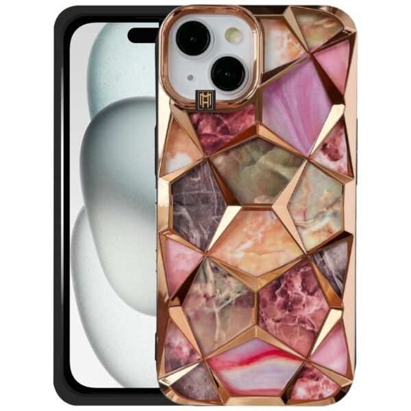 Diamond Look Fancy Case for iPhone 15 (Gold)