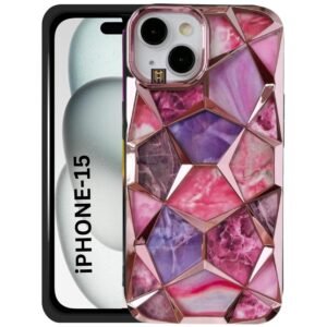 Diamond Look Fancy Case for iPhone 15 (Pink)