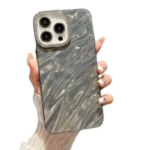 KingsKart Luxury Bling Glitter Case for iPhone 11pro (Black) | 3D Laser-Cut Water Ripple Design | Diamond Camera Protection | Glossy Mirror Finish