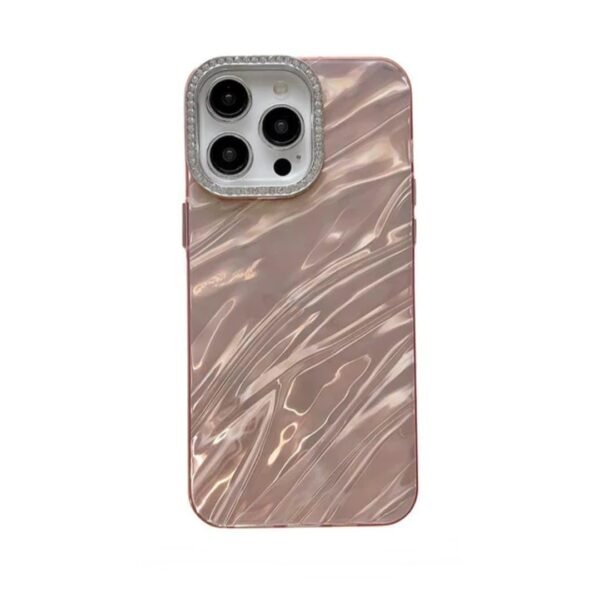 KingsKart Luxury Bling Glitter Case for iPhone 11 pro (Gold Pink) | 3D Laser-Cut Water Ripple Design | Diamond Camera Protection | Glossy Mirror Finish