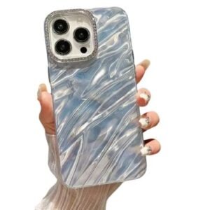 KingsKart Luxury Bling Glitter Case for iPhone 11 pro (Silver) | 3D Laser-Cut Water Ripple Design | Diamond Camera Protection | Glossy Mirror Finish