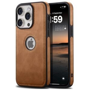 KingsKart Genuine Leather Finish Back Cover for IPhone 14 Pro Max