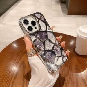 KingsKart Stylish Marble Design Glitter Back Cover | Flexible Silicone Case for Girls | Diamond Look Fancy Case for iPhone 11 (Silver)