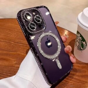 KingsKart Luxury Glitter Diamond Bumper Back Cover Plus | Military-Grade Drop & Camera Protection | Clear Shockproof Case for iPhone 11 pro Purple