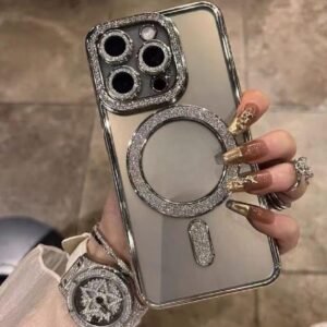 KingsKart Luxury Glitter Diamond Bumper Back Cover | Military-Grade Drop & Camera Protection | Clear Shockproof Case for iPhone 11 | Silver